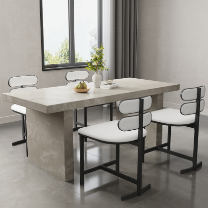 HMR Dining Set 70.9" Farmhouse Dining Table - Gray, With 4 Chairs, Style C
