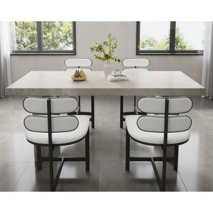 HMR Dining Set 70.9" Farmhouse Dining Table - Gray, With 4 Chairs, Style C