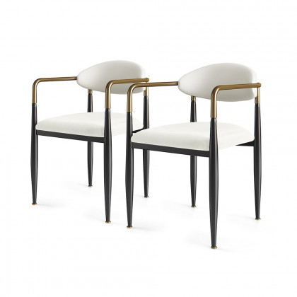 HMR Otrast Series Modern Dining Chairs with PU Leather Upholstery - White, 8-Pieces