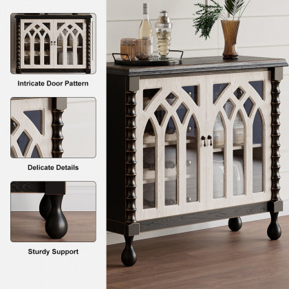 HMR - Traditional Black Bar Wine Rack Cabinet with Wine Holder Wood Home Bar Cabinet