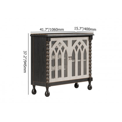 HMR - Traditional Black Bar Wine Rack Cabinet with Wine Holder Wood Home Bar Cabinet