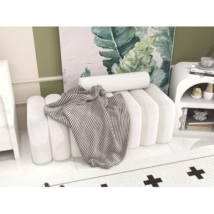 HMR - Codiys Art Deco White Nightstand with Open Storage Bedside Table with Shelves