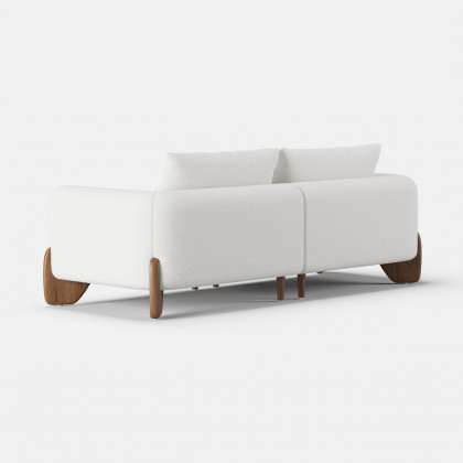 HMR - Curva 78" White Boucle Upholstered Wood Legs 2-Seat Sofa