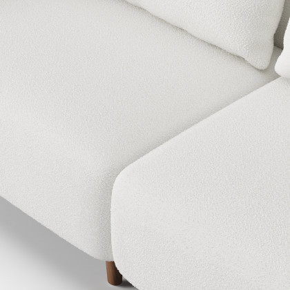HMR - Curva 78" White Boucle Upholstered Wood Legs 2-Seat Sofa