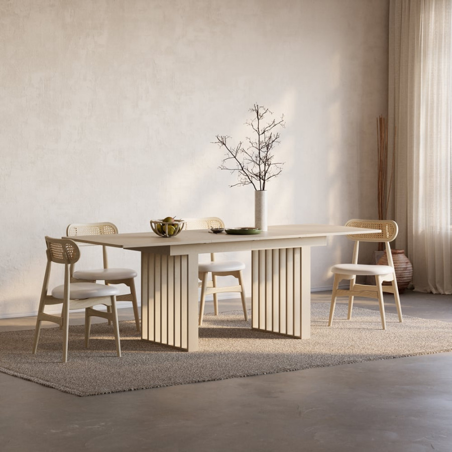 HMR 55"-87" Extendable Dining Table Seats 4-8 People - Whitewash