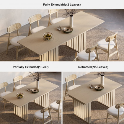 HMR 55"-87" Extendable Dining Table Seats 4-8 People - Whitewash