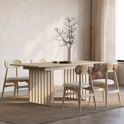 HMR 55"-87" Extendable Dining Table Seats 4-8 People - Whitewash