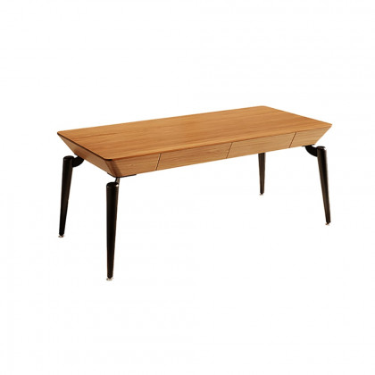 HMR - 2-Drawers Walnut Office Desk 63" Mid-Century Modern Writing Desk with Tapered Leg