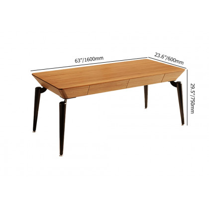 HMR - 2-Drawers Walnut Office Desk 63" Mid-Century Modern Writing Desk with Tapered Leg