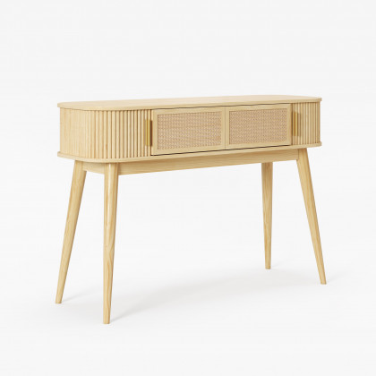 HMR - Natural Wood Console Table with Storage (47.2")