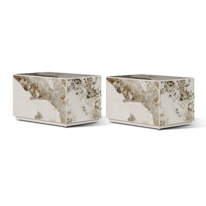 HMR 23" Sintered Stone Floor Nightstand with Drawer - Marble & White, Number Of Drawers: 1, Single