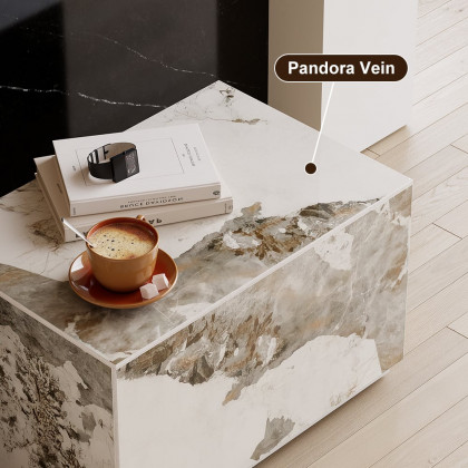 HMR 23" Sintered Stone Floor Nightstand with Drawer - Marble & White, Number Of Drawers: 1, Single