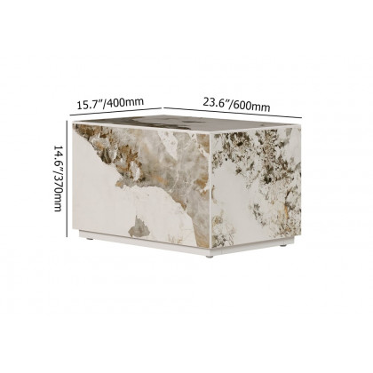 HMR 23" Sintered Stone Floor Nightstand with Drawer - Marble & White, Number Of Drawers: 1, Single