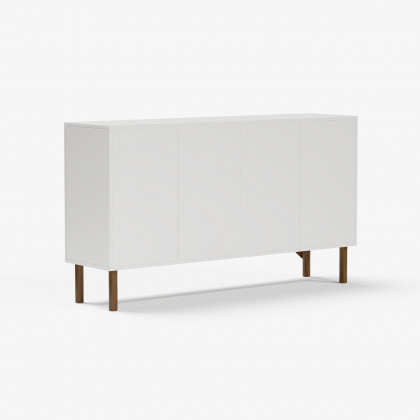 HMR - 63'' White & Walnut Contemporary Sideboard Cabinet 4-Door