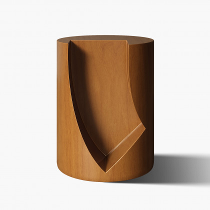HMR - Modern Walnut Side Table with Open Storage