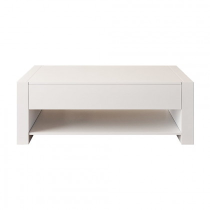 HMR - 62.2" Modern White Extendable Gaming Coffee Table Fluted with Open Storage