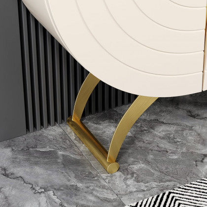 HMR - Modern Gold Console Table Sintered Stone Top Entryway Storage Cabinet with Doors