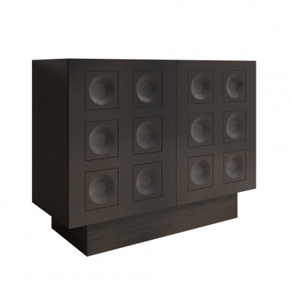 HMR - 41" Black Sideboard Buffet Doors&Drawers Modern Circle Patterned Kitchen Cabinet