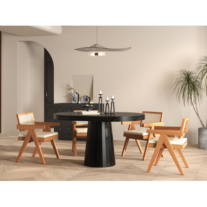 HMR - 41" Black Sideboard Buffet Doors&Drawers Modern Circle Patterned Kitchen Cabinet