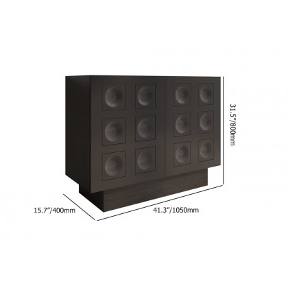 HMR - 41" Black Sideboard Buffet Doors&Drawers Modern Circle Patterned Kitchen Cabinet