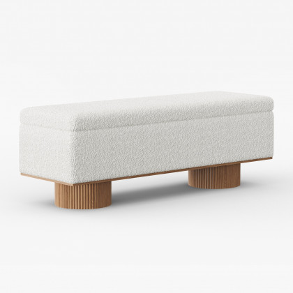 HMR - Teddy Fabric Fluffy Faux Fur Flip Top Wood Storage Bench