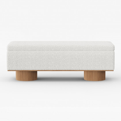 HMR - Teddy Fabric Fluffy Faux Fur Flip Top Wood Storage Bench
