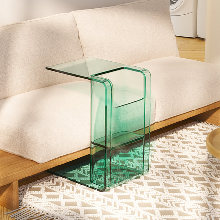 HMR - Aryclic C-Style End Table with Magazine Rack Organizer C Side Table