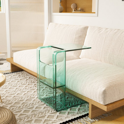 HMR - Aryclic C-Style End Table with Magazine Rack Organizer C Side Table