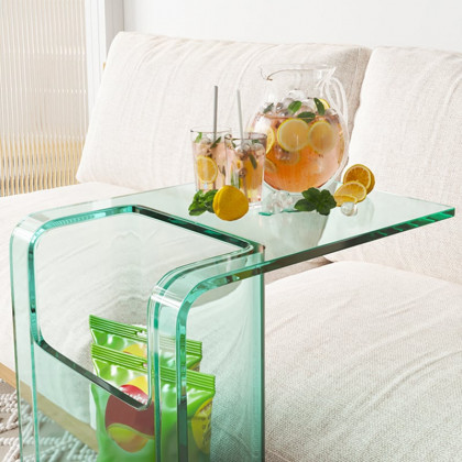HMR - Aryclic C-Style End Table with Magazine Rack Organizer C Side Table