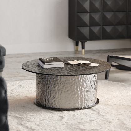 HMR - 32" Round Glass Top Led Coffee Table