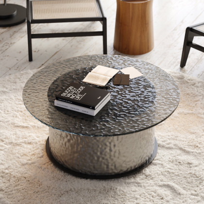 HMR - 32" Round Glass Top Led Coffee Table