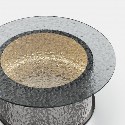 HMR - 32" Round Glass Top Led Coffee Table