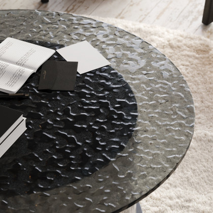 HMR - 32" Round Glass Top Led Coffee Table