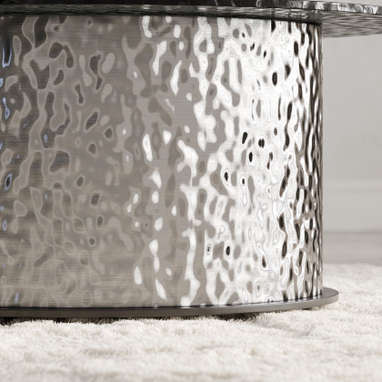 HMR - 32" Round Glass Top Led Coffee Table
