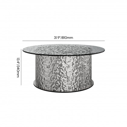 HMR - 32" Round Glass Top Led Coffee Table