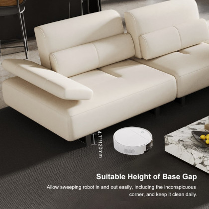 HMR - 134.6" White Leather Lounge Deep Seat Sectional Sofa with Adjustable Armrest & Backrest