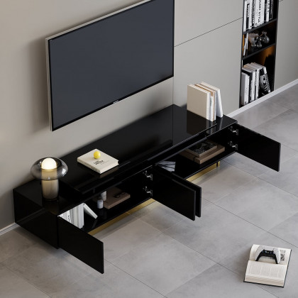 HMR Mordelle Extendable TV Stand with Storage (63"-95") - Black