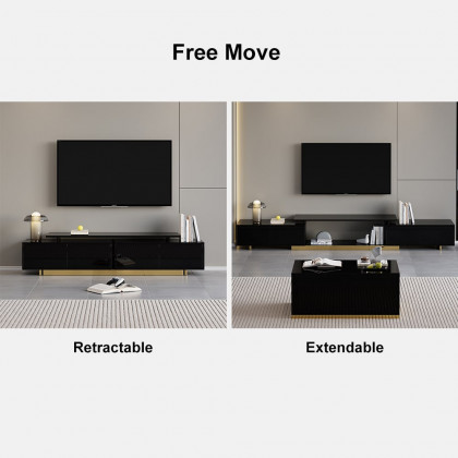 HMR Mordelle Extendable TV Stand with Storage (63"-95") - Black