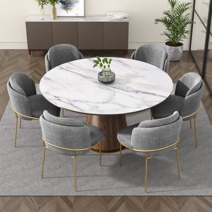 HMR - Linenic Series Set of 2 Modern Dining Chairs with Linen Upholstery Gray