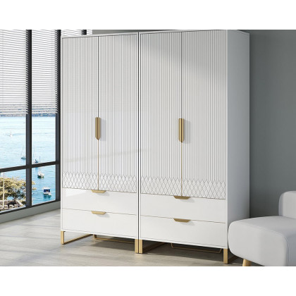 HMR - Aro Modern Tall Wardrobe with Storage Bedroom Clothing Armoire
