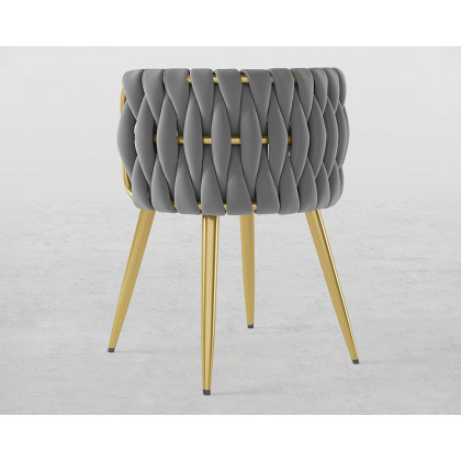 HMR Sweave Nordic Barrel Dining Chair with Velvet Upholstery (Set of 8) - Light Gray