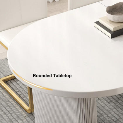 HMR Japandi Oval Extendable Dining Table - White, 63"-79" (seats 4-6)