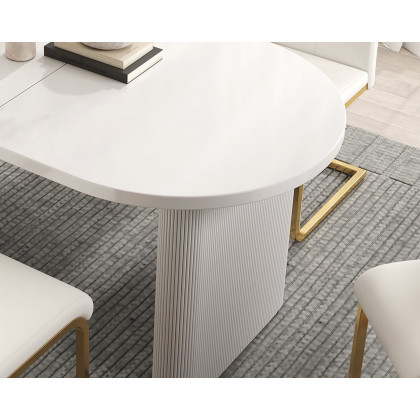 HMR Japandi Oval Extendable Dining Table - White, 63"-79" (seats 4-6)