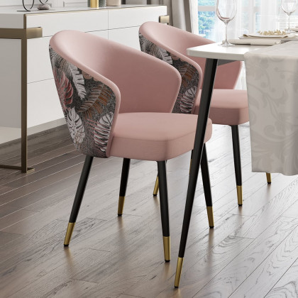 HMR Modern Dining Chairs with Velvet Upholstery - Pink, 8-Pieces
