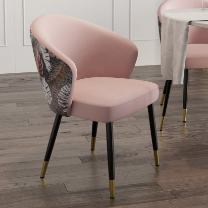 HMR Modern Dining Chairs with Velvet Upholstery - Pink, 8-Pieces