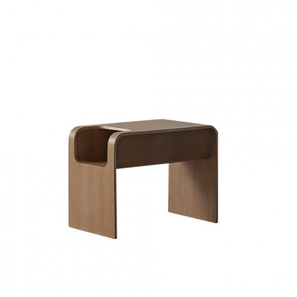 HMR C-Shaped Convertible Wood Side Table with Storage - Walnut