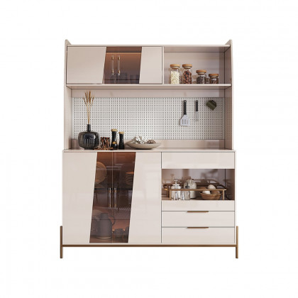 HMR - Dolawn 57" Light Khaki Freestanding Kitchen Pantry Hutch Tall Storage Adjustable Shelf