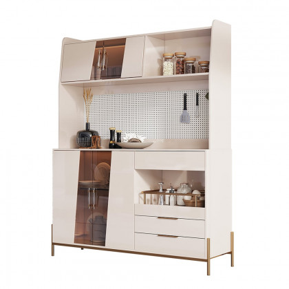 HMR - Dolawn 57" Light Khaki Freestanding Kitchen Pantry Hutch Tall Storage Adjustable Shelf