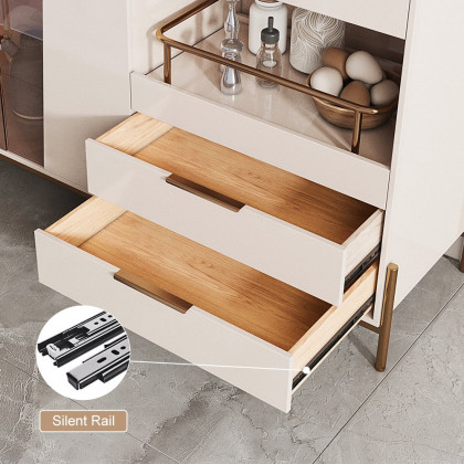 HMR - Dolawn 57" Light Khaki Freestanding Kitchen Pantry Hutch Tall Storage Adjustable Shelf
