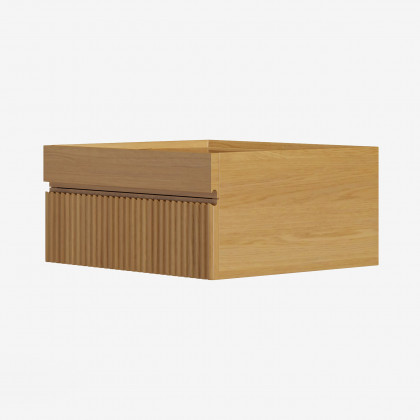 HMR Modern Floating Nightstand with Glass Top & Jewelry Storage Bedside Table - Natural, Single